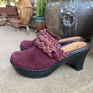 Nurture “Sophia” Slip On Wine Colored Suede Leather Mules Clogs Shoes Size 6M